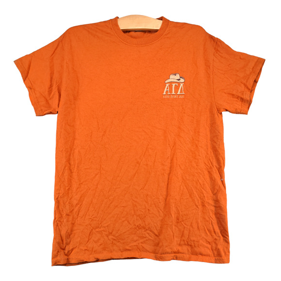 Gildan Men's Alpha Gamma Delta T-Shirt Orange Medium Short Sleeve Heavy Cotton - Picture 1 of 14